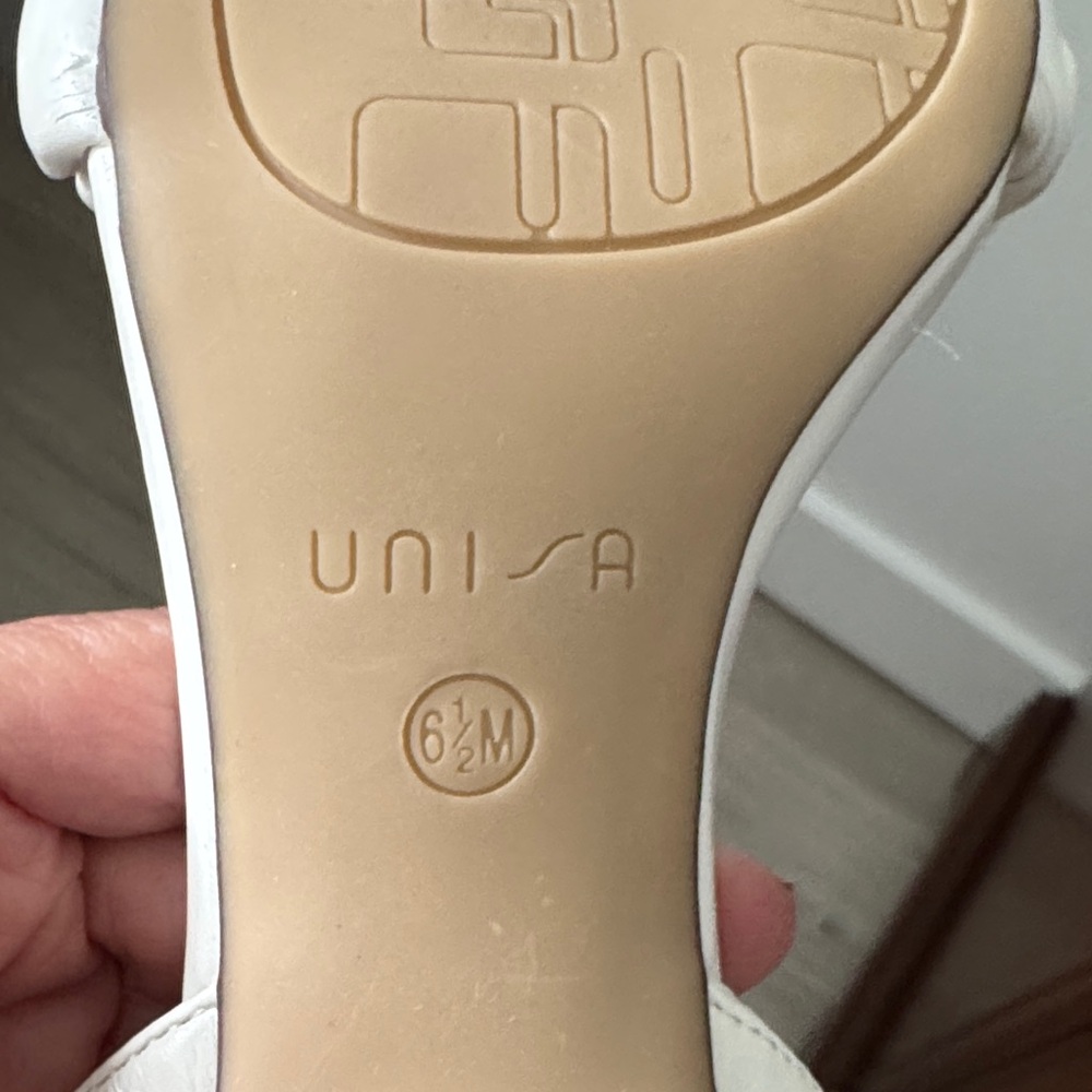 Unisa White Braided Strap Mid-Heel Sandals - Picture 5 of 6